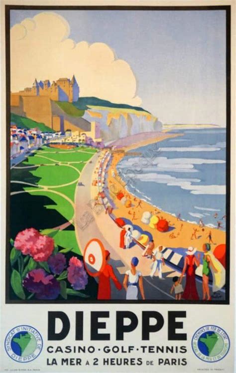 French Art Deco Travel Poster To Dieppe By Hulot 1930 Vintage Posters By La Belle Epoque
