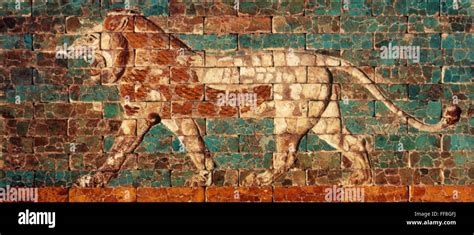 Babylon Lion Nbabylonian Molded And Glazed Brick Panel Of A Lion