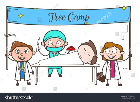 Cartoon Doctors Organizing Free Medical Checkup Stock Vector Royalty