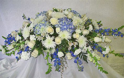 Blue And White Casket Spray Plumb Farms Flowers Florist In Prospect