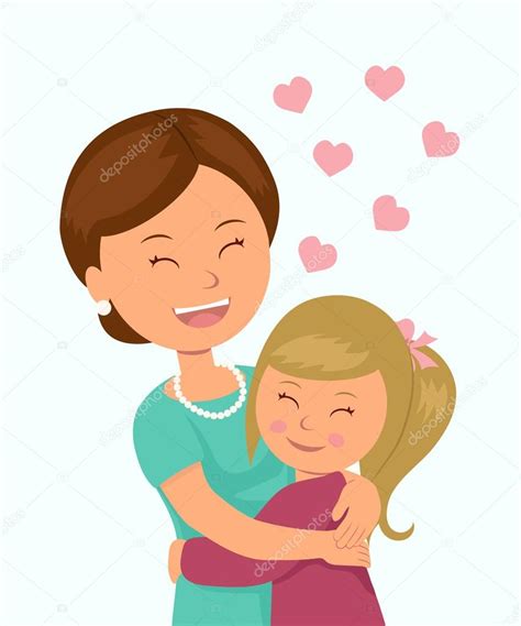 Hija Abrazando A Su Madre Personajes Aislados En El Abrazo De Una