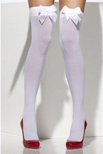 thigh high stockings with bow white fv 29093 by fever lingerie opaque stockings silk