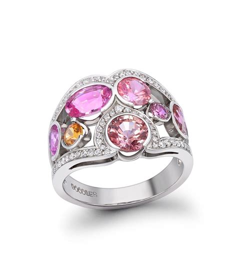 Blush Pink Sapphire Ring In 18ct White Gold With Pink Sapphires And