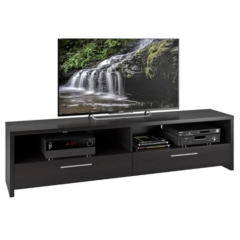 Fernbrook Tv Stand In Black Faux Wood Grain Finish For Tvs Up To 85