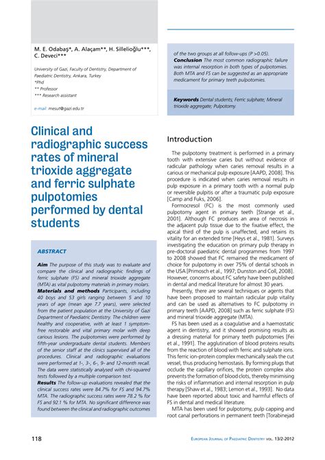 Pdf Clinical And Radiographic Success Rates Of Mineral Trioxide