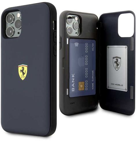 Wonderful, original ferrari pc case, new, never used, leather handles, adjustable shoulder strap with aluminium fasteners, aluminium details with ferrari logos and letterings, leather details. ferrari On Track PC/TPU Case with Cardslot & Magnetic Clos for iPhone 11 Pro Max - Navy - Tejarra
