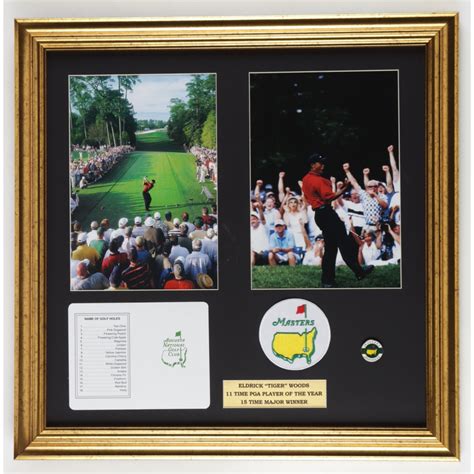 Tiger Woods 20x20 Custom Framed Photo With Original Augusta National