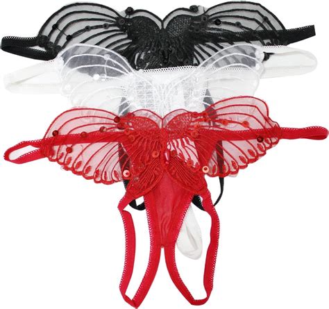 Flirtzy Sheer Butterfly Applique Crotchless Panties Wpearl
