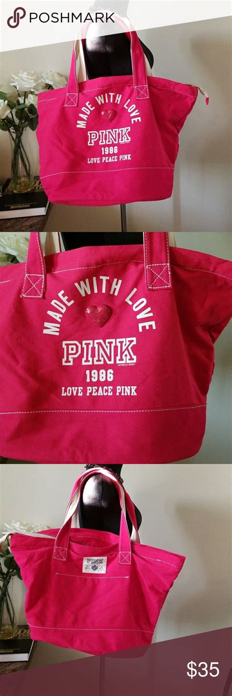 Has a tassel detail (still wrapped in picture) more. VICTORIA'S SECRET HOT PINK TOTE BAG | Pink tote bags, Pink ...