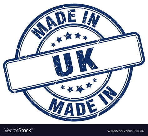 Made In Uk Blue Grunge Round Stamp Royalty Free Vector Image