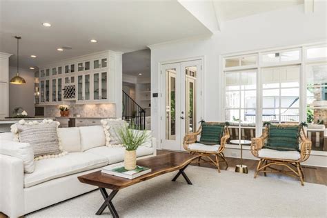 White Transitional Living Room With Green Accents Hgtv
