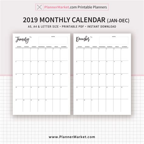 Free Printable Calendar A5 Calendar Printables Free Templates