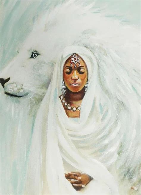 Queen Hadessah And White Lion Of Judah Prophetic Art Prints By Linda