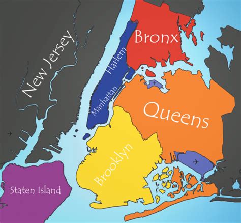 Harlem Map Of New York City Boroughs