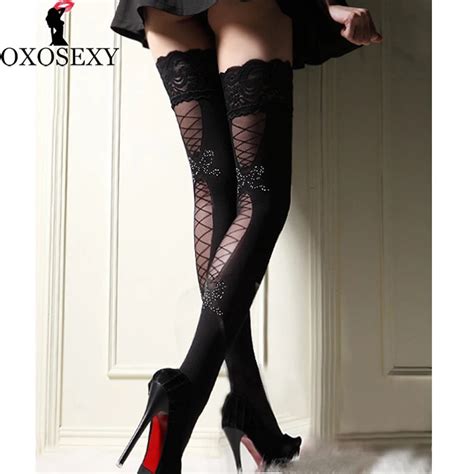 66q Hot Sale Bow Women Sexy Stockings Sheer Straps Lace Fishnet Mesh