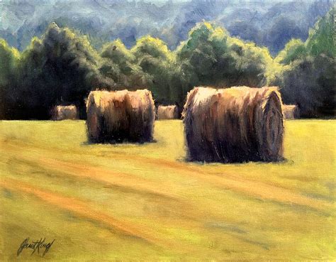 Hay Bales Painting By Janet King Fine Art America