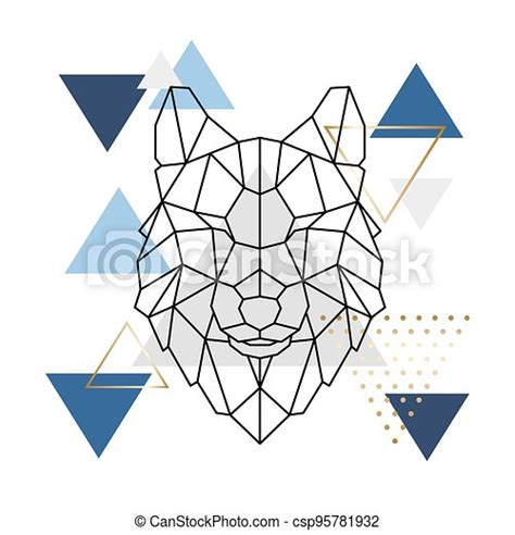 Geometric Wolf Head Modern Printable Wall Art Abstract Polygonal Head