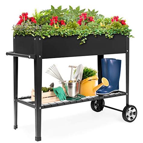 Best Choice Products Elevated Mobile Raised Ergonomic Metal Planter