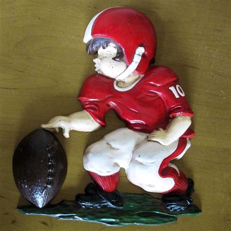 set of 3 vintage sexton large cast iron football players wall etsy