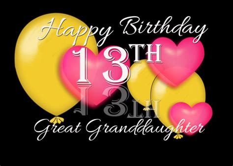 13th Birthday Great Granddaughter Balloons And Hearts Card Ad Sponsored Great Birthday