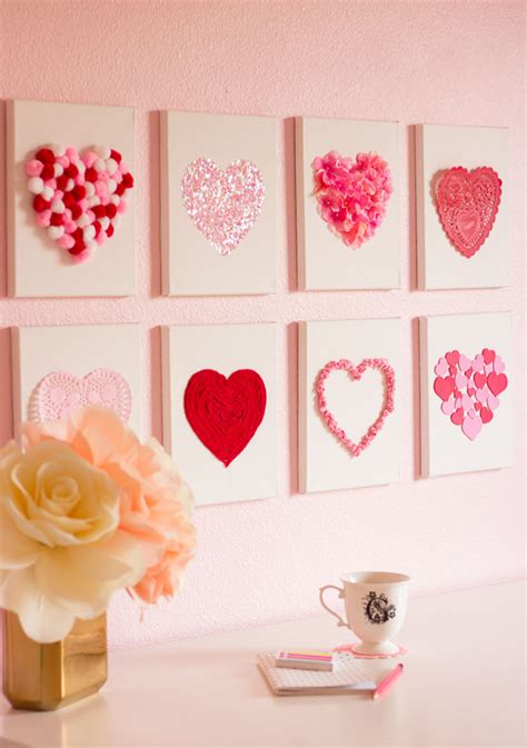 Valentines Day Diy Canvas Heart Art Design Improvised