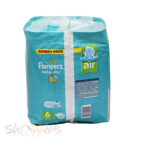 Pampers Baby Dry Size 6 Jumbo Pack 62 Nappies Weight13 18kg