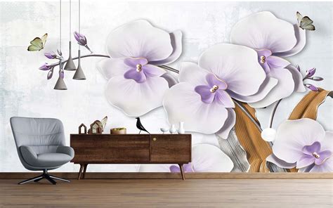 3d Wallpaper Of Orchids Tree Butterflies Free Download Graphics Inn