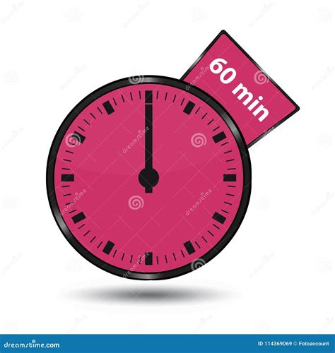 Timer 60 Minutes Vector Illustration Isolated On White Stock Vector