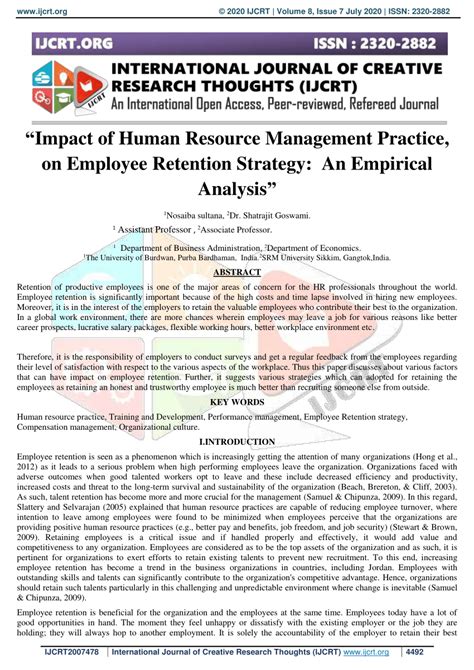 Pdf Impact Of Human Resource Management Practice On Employee