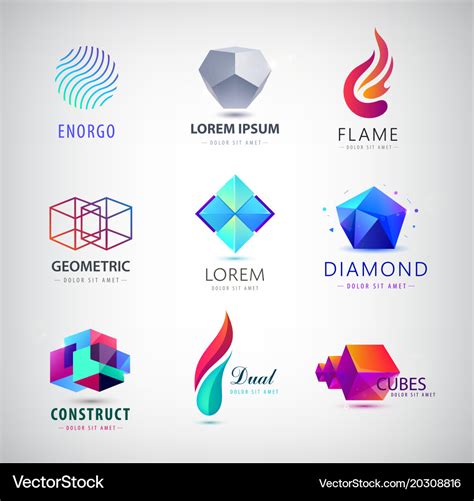 Business Icons Set Abstract Logos Company Vector Image