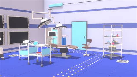 3d model low poly hospital vr ar low poly unitypackage