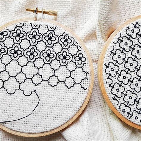 Here S A Babe Blackwork Floral Inspiration To Start Your Day Blackwork Embroidery Designs