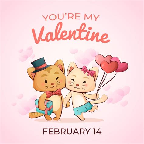 Premium Vector Valentines Day Cat Cute Couple Cartoon Illustration