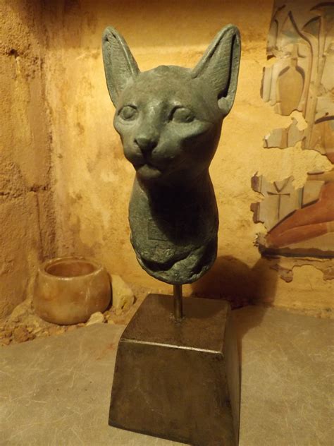 Egyptian Statue Fragment Cat Goddess Bast Bastet Wearing The Eye Of Horus