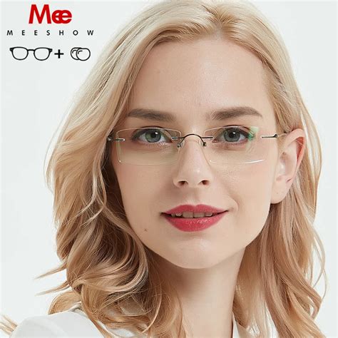Meeshow Titanium Prescription Glasses Women Glassles Frame Rimless Ultralight Eyeglasses Mens