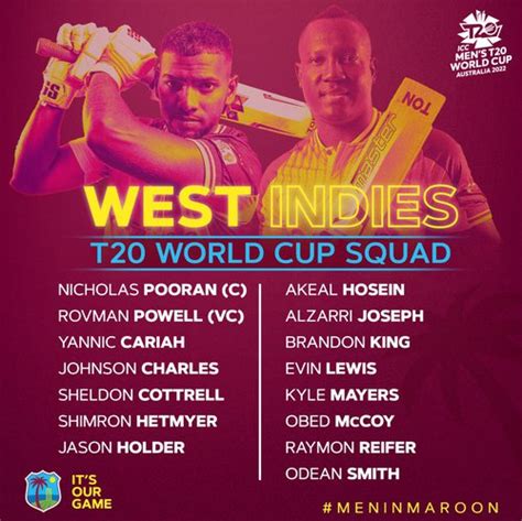 West Indies Name Squad For Icc Mens T20 World Cup Windies Cricket News
