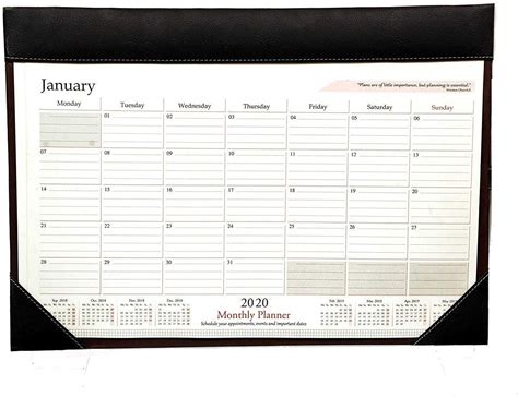 Accuprints 19 X 13 At A Glance Monthly Desk Pad Calendar Black 2020