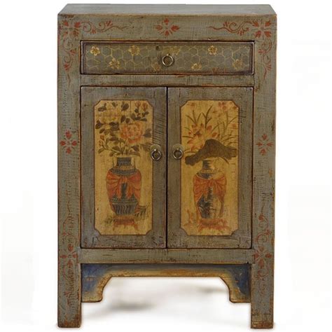 Acw 05101a Painted Side Cabinet Oriental Furniture Oriental Decor