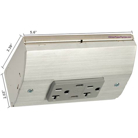 Under Cabinet Angled Power Box Dual Usb C Charging Ports Stainless