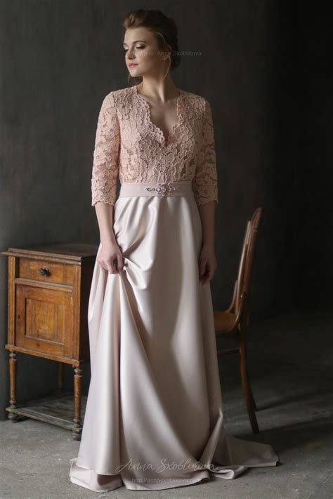 Lace and dense satin feminine Wedding dress | Anna Skoblikova
