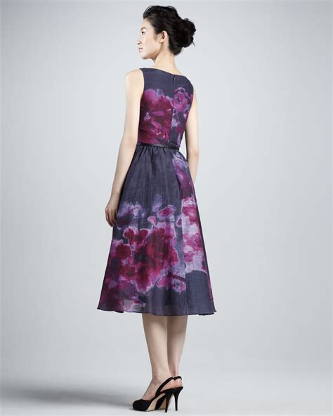 Lela Rose Nm Target Watercolor Highlow Dress In Purple Lyst