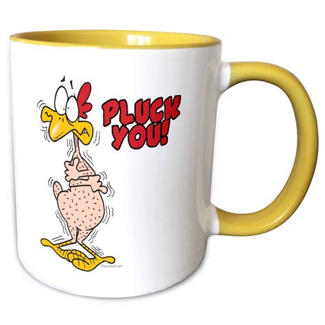 3drose Pluck You Funny Plucked Chicken Cartoon Two Tone Yellow Mug