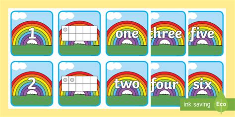 Rainbow Number Matching Cards