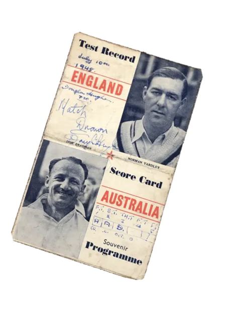 England V Australia Cricket Scorecard Souvenir Programme 1948 Yardley