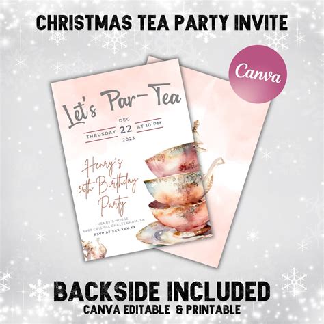 Christmas Tea Party Invitation Holiday Tea Party Invitation Etsy