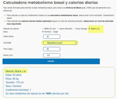 El Calculo De La Tasa Metabolica Basal De Black Y Al