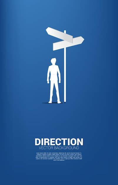 Premium Vector Silhouette Of Businessman Standing At Direction