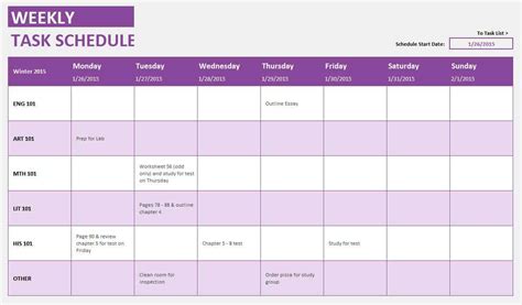 Monthly Task Calendar Template Weekly Employee Schedule Template