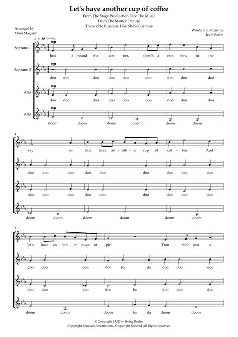 let s have another cup of coffee arr mimi magusin sheet music irving berlin ssaa choir