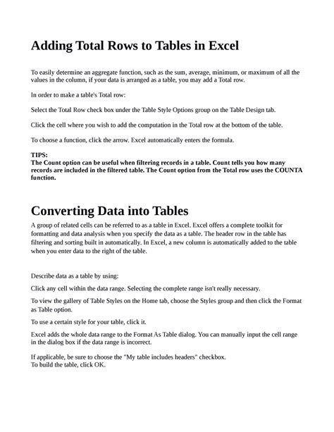 Adding Rows And Converting Data Into Tables In Excel Adding Total